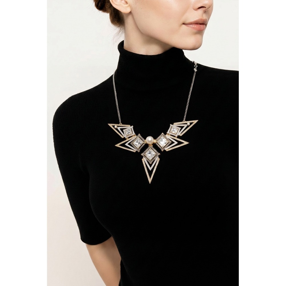 Swarovski Golden Crystal & Faux Pearl Statement Necklace 5266480‎ 38cm  in Box